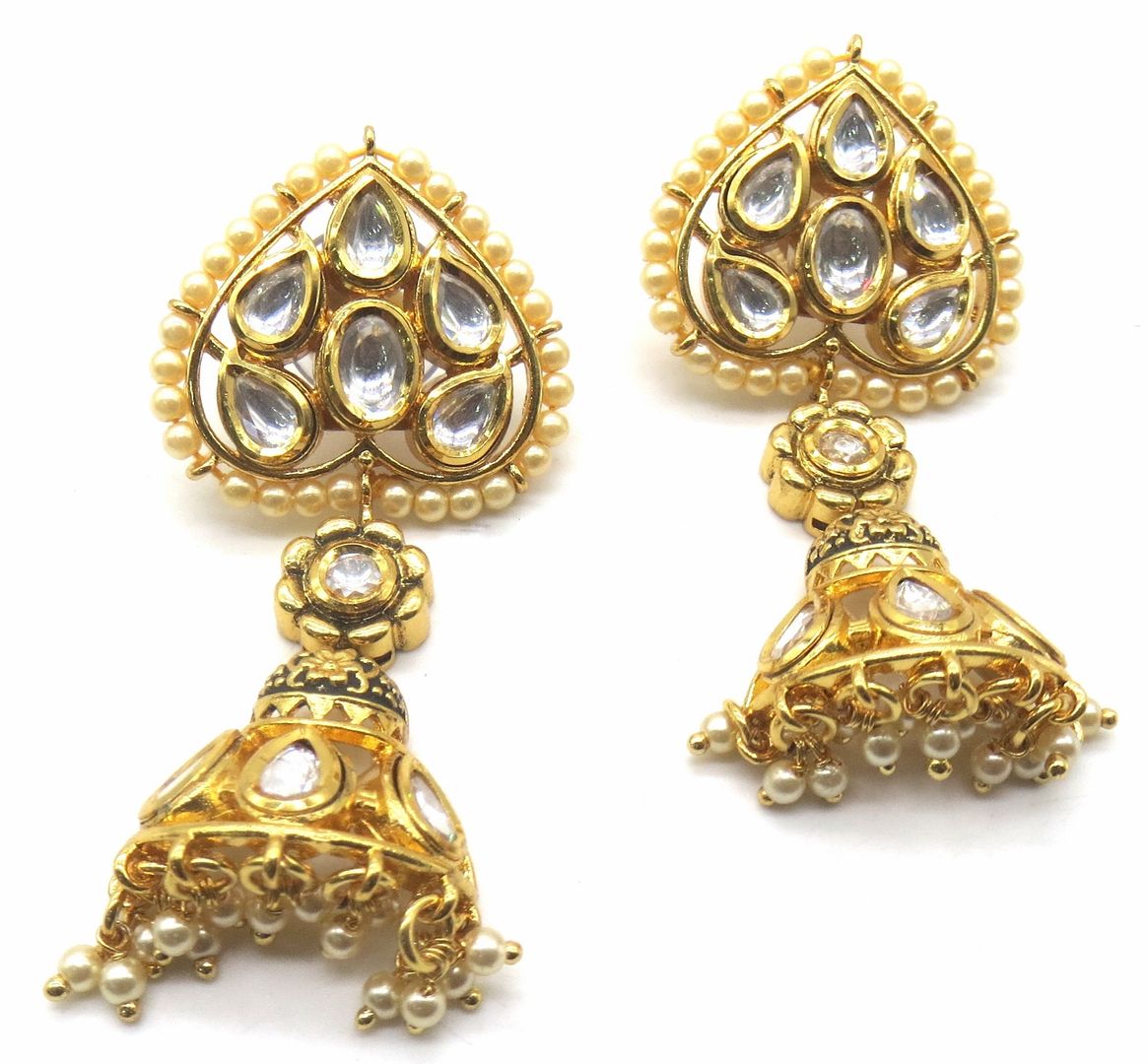 Jewelshingar Jewellery Gold Plating Clear Colour Jhumki Earrings For Women ( 50781-acej )