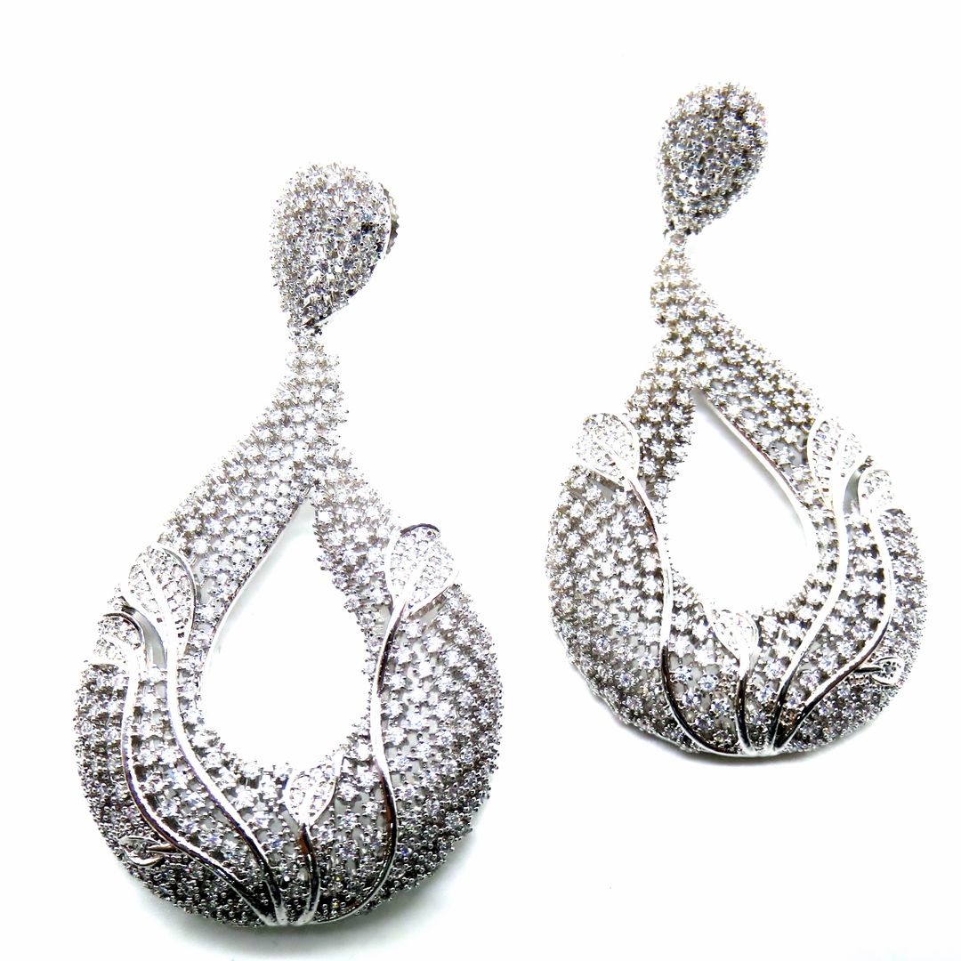 Jewelshingar Jewellery Fine Rhodium Jhumki Earrings For Women ( 51327EAD )