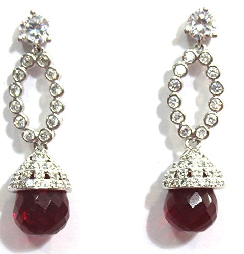 Jewelshingar Women's American Diamonds Onyx Ruby Earrings Danglers Jewellery ( 8041-ead-r-999-1 ) - JEWELSHINGAR