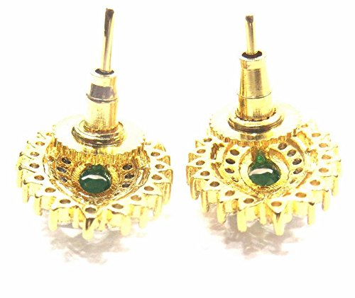 Jewelshingar Jewellery Diamond Looking Stud Earrings For Women ( 39475-ead-studds-green )