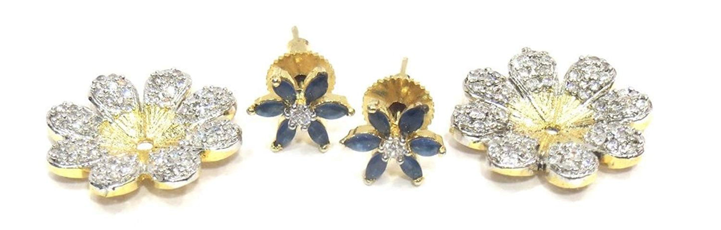 Jewelshingar Jewellery Fine Plated Stud Earrings For Women ( 18137-gjt-blue-detachable )