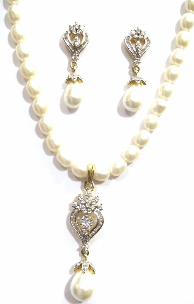 Jewelshingar Women's American Diamond Pendant Set Silver Jewellery ( 8551-psad ) - JEWELSHINGAR