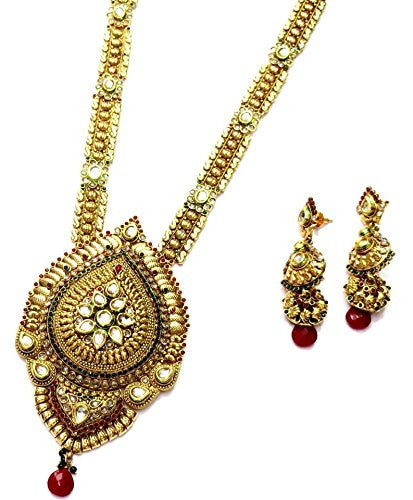 Jewelshingar Women's Antique Gold Plated Long Necklace Set Jewellery ( psp76-rh-a ) - JEWELSHINGAR