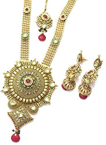 Jewelshingar Women's Antique Gold Plated Long Necklace Set Jewellery ( psp79-rh-a ) - JEWELSHINGAR