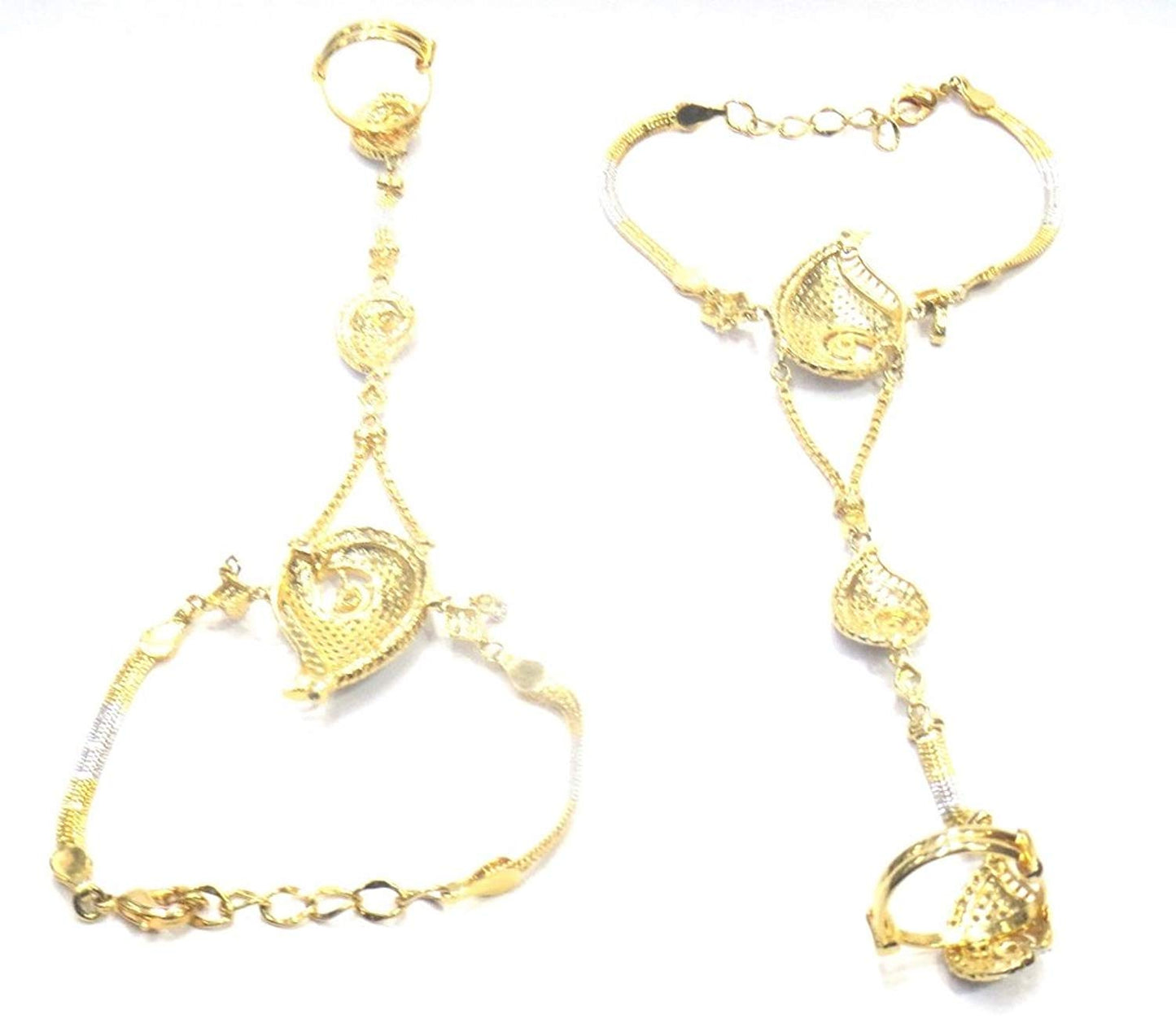 Jewelshingar Jewellery Fine Gold Plated Hathfool Bracelet Pair For Women ( 36068-hathfool )