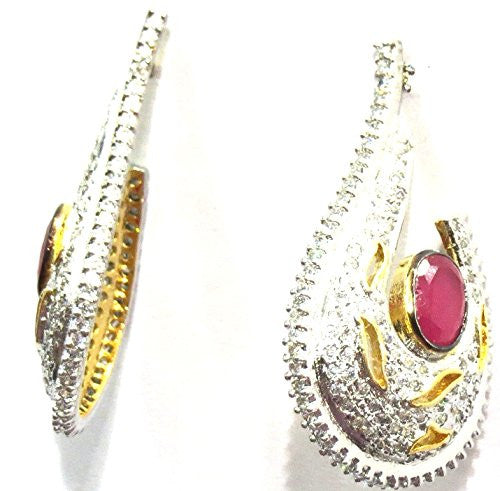 Jewelshingar Women's American Diamonds Onyx Ruby Earrings Danglers Jewellery ( 8043-ead-r-999-1 ) - JEWELSHINGAR