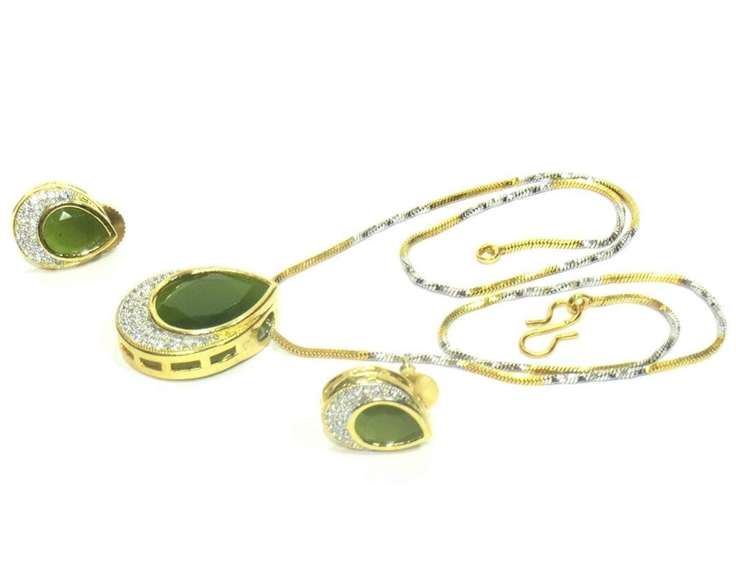 Jewelshingar Jewellery Fine Quality Pendant Set For Women ( 25796-psad-green )