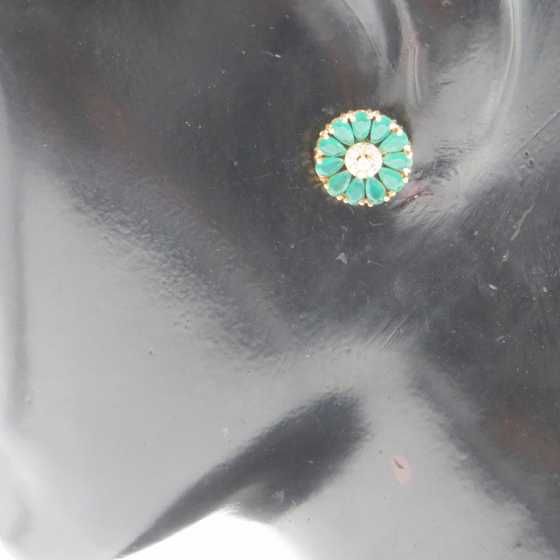 Jewelshingar Jewellery American Diamond Gold Plated Green Colour Stud Earrings For Women ( 52563GJT )