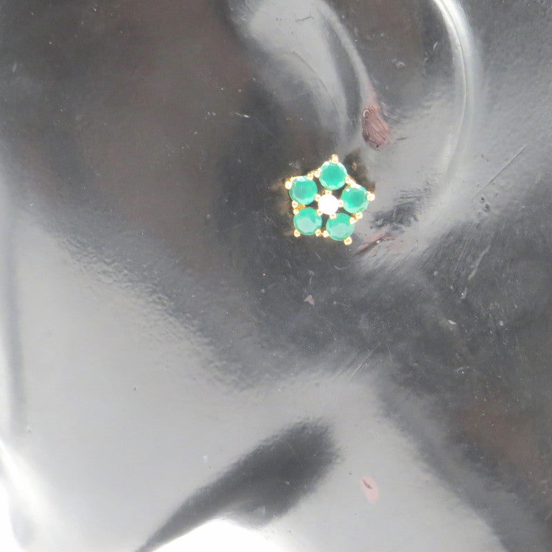 Jewelshingar Jewellery American Diamond Gold Plated Green Colour Stud Earrings For Women ( 52575GJT )