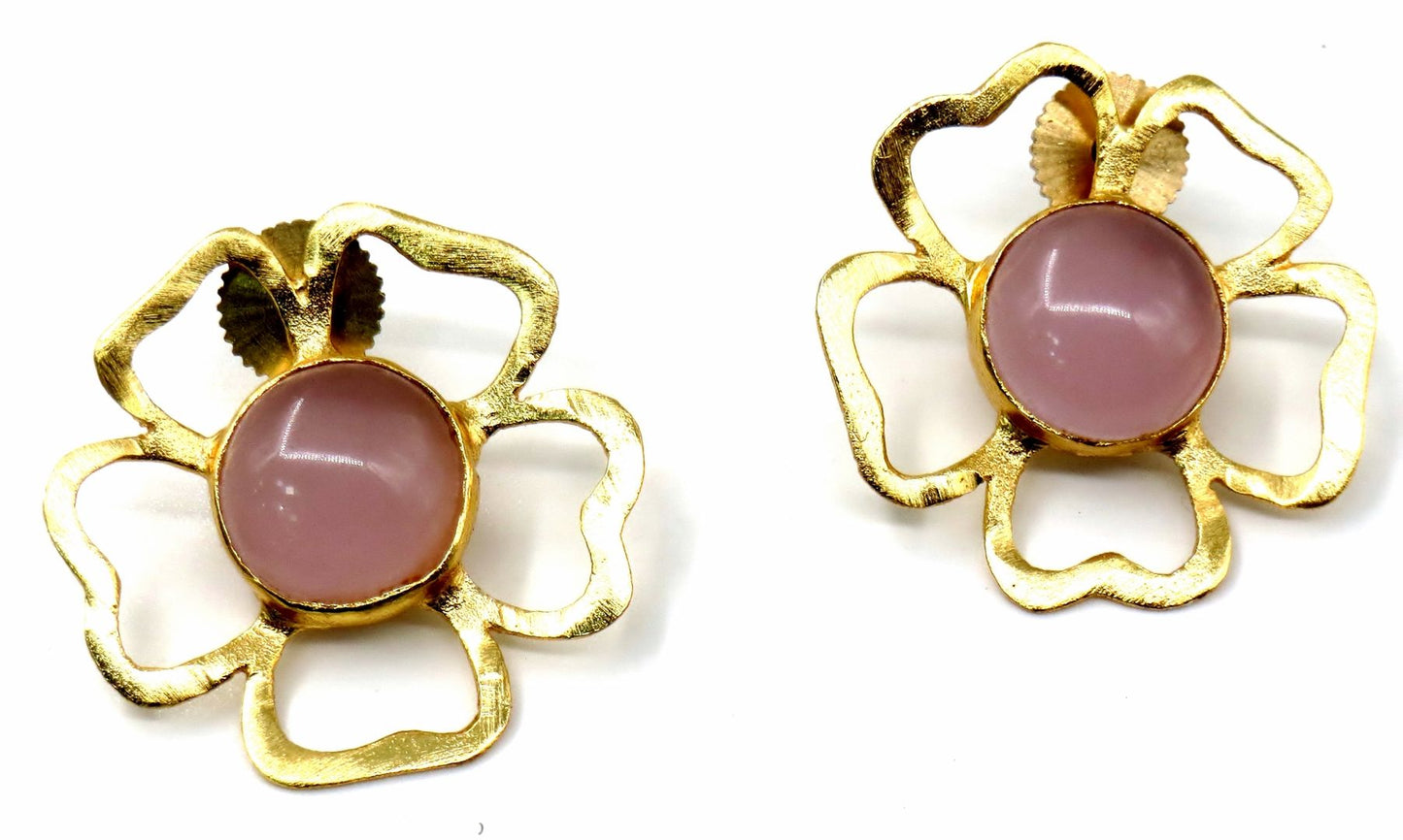 Jewelshingar Jewellery Fine Semi Precious Rose Chalcedony Earrings For Women ( 53229URVI )