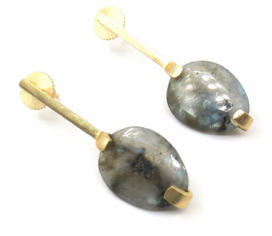 Jewelshingar Jewellery Fine Semi Precious Smokey Quartz Earrings For Women ( 53267URVI )