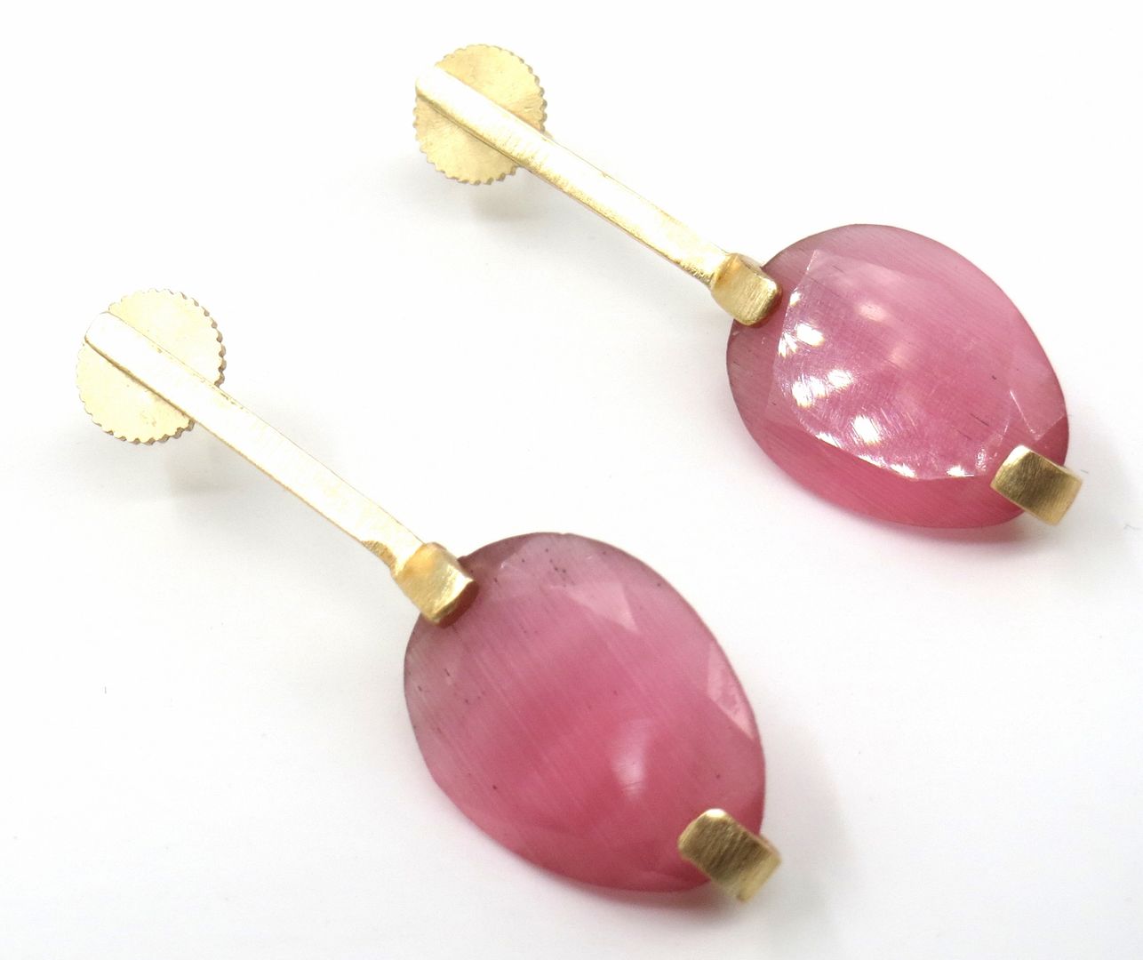 Jewelshingar Jewellery Fine Semi Precious Pink Agate Earrings For Women ( 53273URVI )