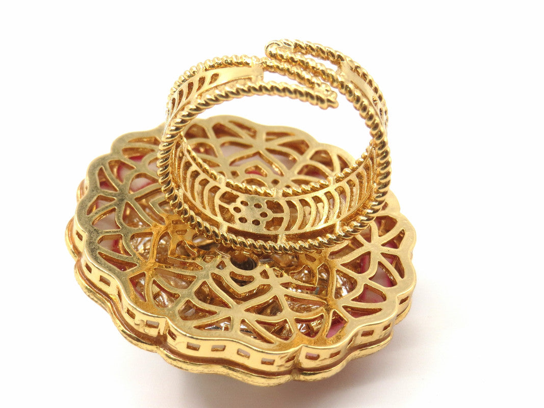 Jewelshingar Jewellery Fine Kundan Adjustable Multi Ring ( 53494ACR )