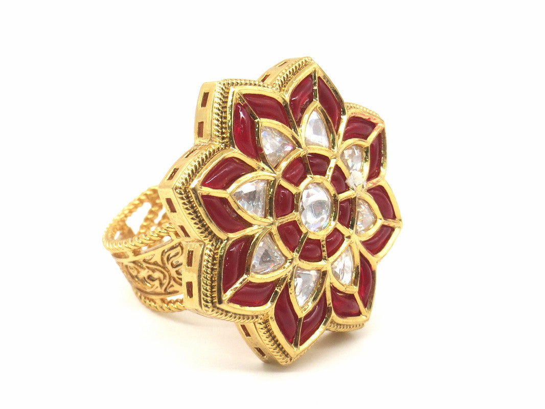 Jewelshingar Jewellery Fine Kundan Adjustable Ruby Ring ( 53525ACR )
