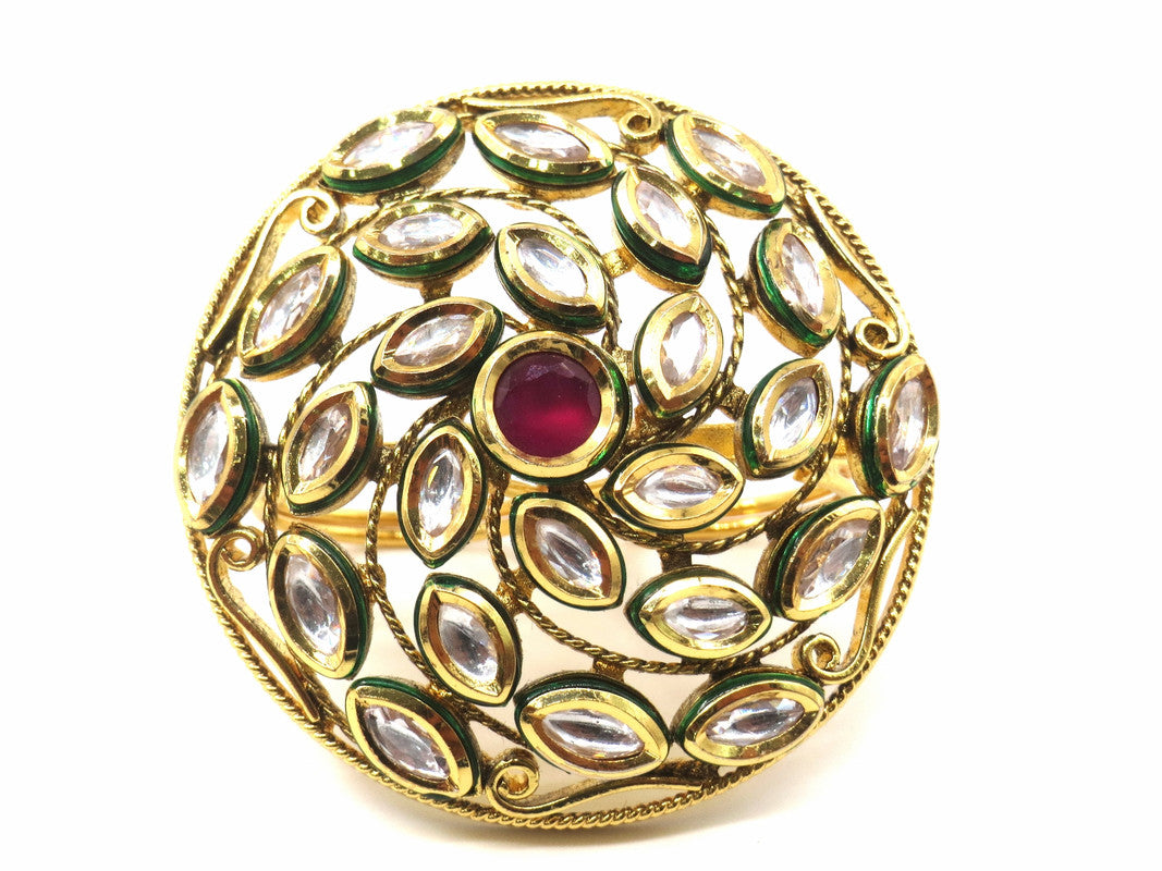 Jewelshingar Jewellery Fine Kundan Adjustable Ruby Ring ( 53530ACR )