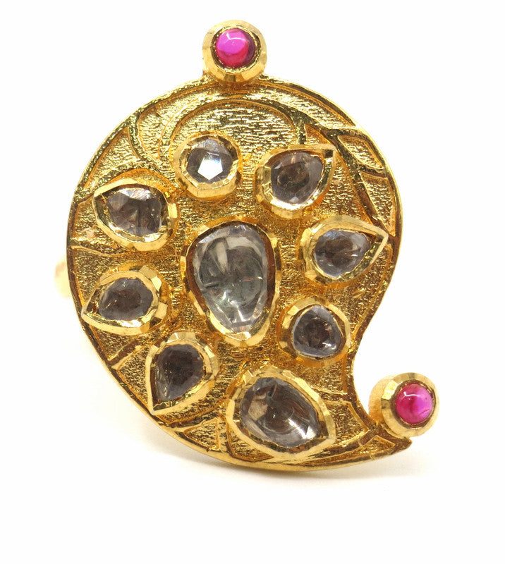 Jewelshingar Jewellery Fine Kundan Adjustable Ruby Ring ( 53538SSR )