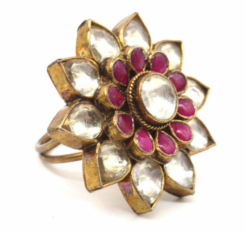 Jewelshingar Jewellery Fine Kundan Adjustable Ruby Ring ( 53566ACR )
