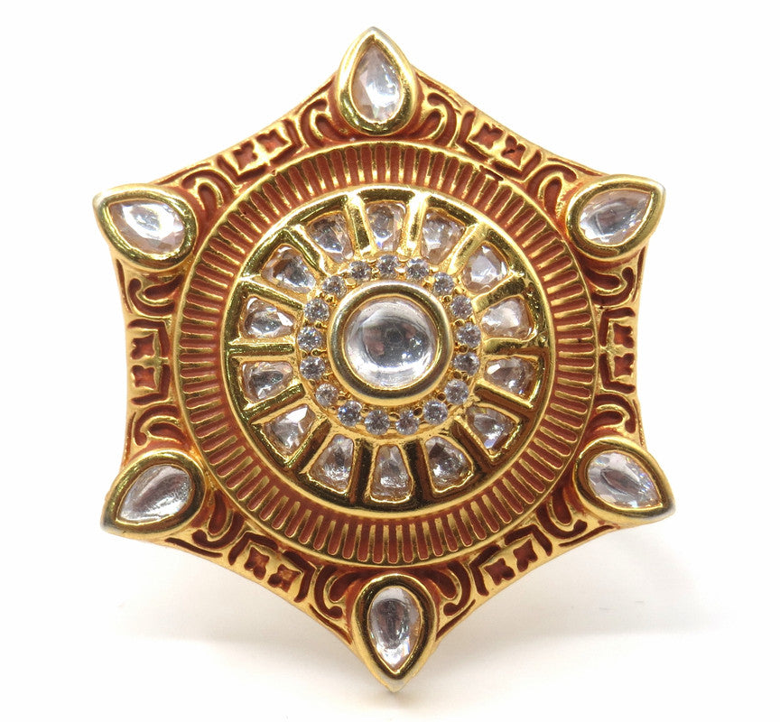 Jewelshingar Jewellery Fine Kundan Adjustable Ruby Ring ( 53583ACR )