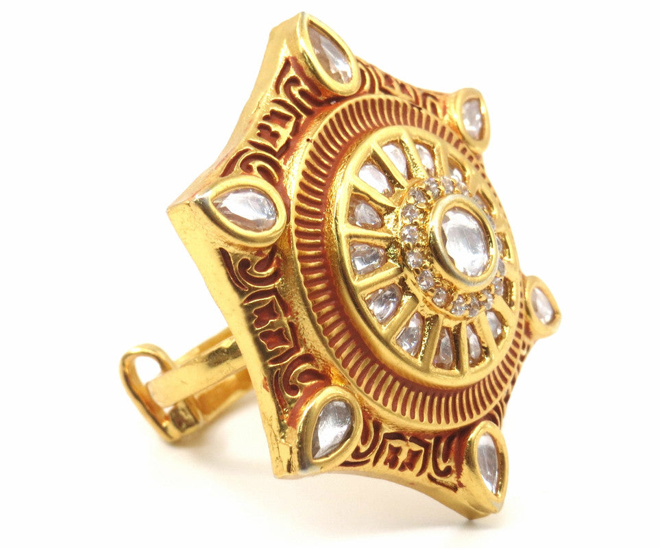 Jewelshingar Jewellery Fine Kundan Adjustable Ruby Ring ( 53583ACR )