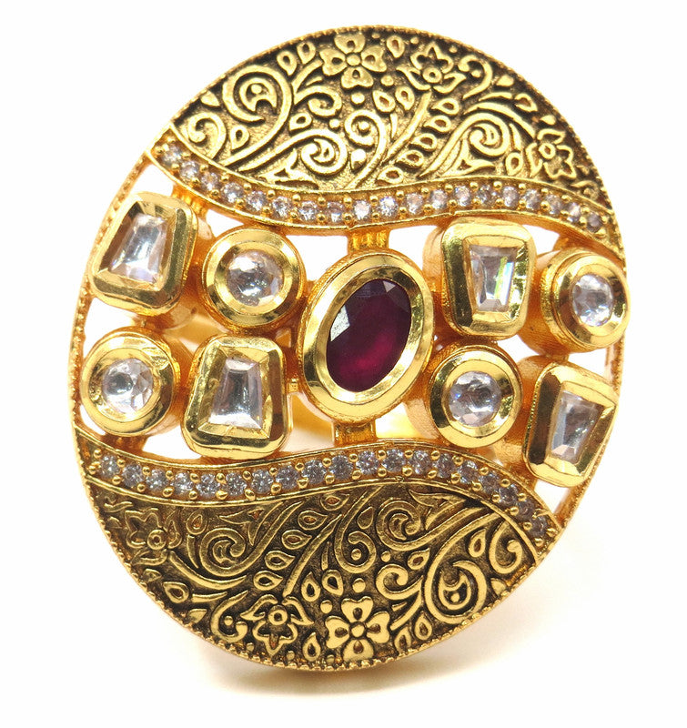 Jewelshingar Jewellery Fine Kundan Adjustable Ruby Ring ( 53594ACR )