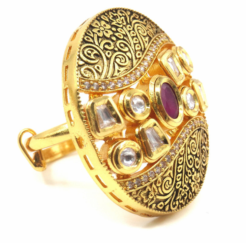 Jewelshingar Jewellery Fine Kundan Adjustable Ruby Ring ( 53594ACR )