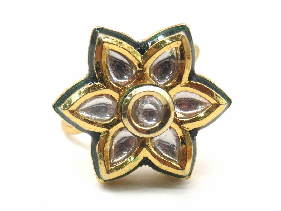 Jewelshingar Jewellery Fine Kundan Adjustable Gold Ring ( 53638ACR )
