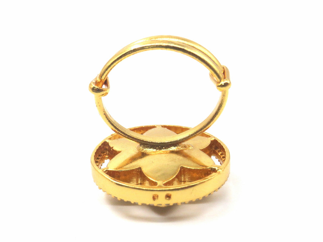 Jewelshingar Jewellery Fine Kundan Adjustable Gold Ring ( 53643ACR )