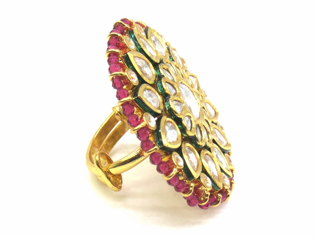 Jewelshingar Jewellery Fine Kundan Adjustable Ruby Ring ( 53678ACR )