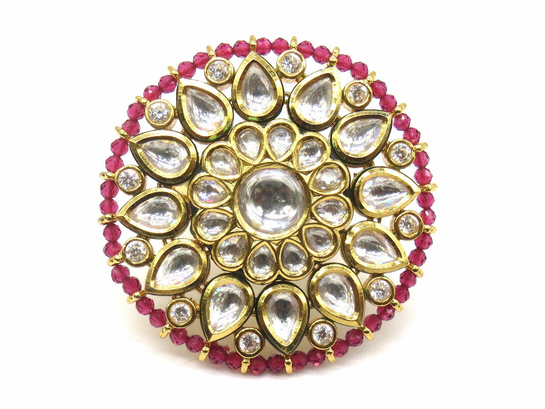 Jewelshingar Jewellery Fine Kundan Adjustable Ruby Ring ( 53678ACR )