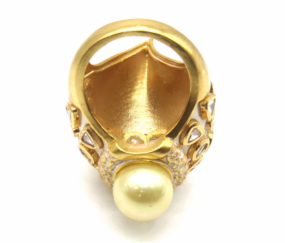 Jewelshingar Jewellery Fine Kundan Adjustable Pearl Ring ( 53682ACR )