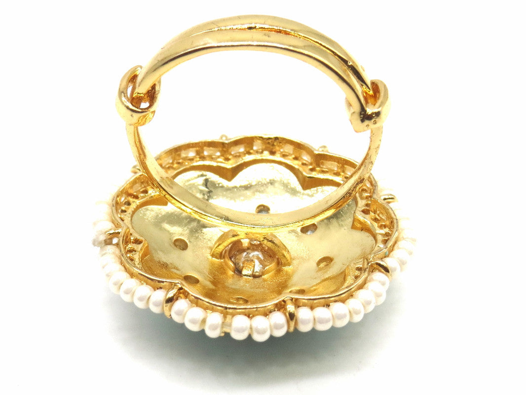 Jewelshingar Jewellery Fine Kundan Adjustable Firozi Ring ( 53753ACR )