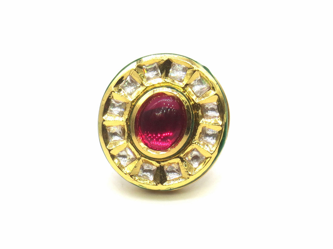 Jewelshingar Jewellery Fine Kundan Adjustable Ruby Ring ( 53756ACR )
