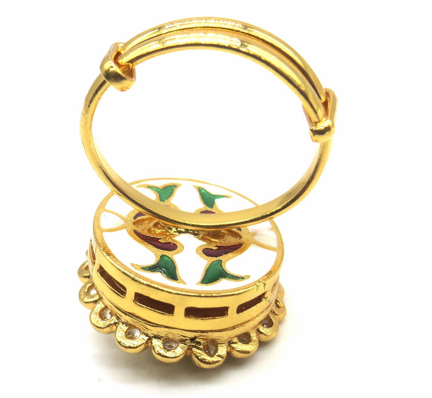 Jewelshingar Jewellery Fine Kundan Adjustable Gold Ring ( 53766ACR )
