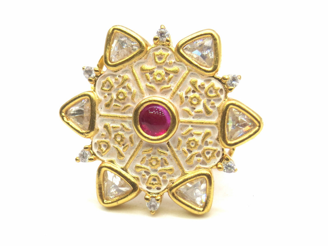 Jewelshingar Jewellery Fine Kundan Adjustable Ruby Ring ( 53778ACR )