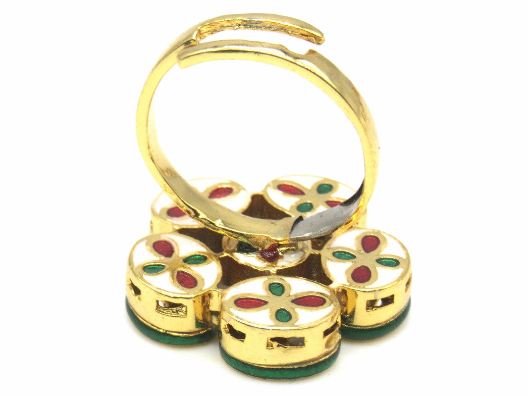 Jewelshingar Jewellery Fine Kundan Adjustable Gold Ring ( 53793ACR )