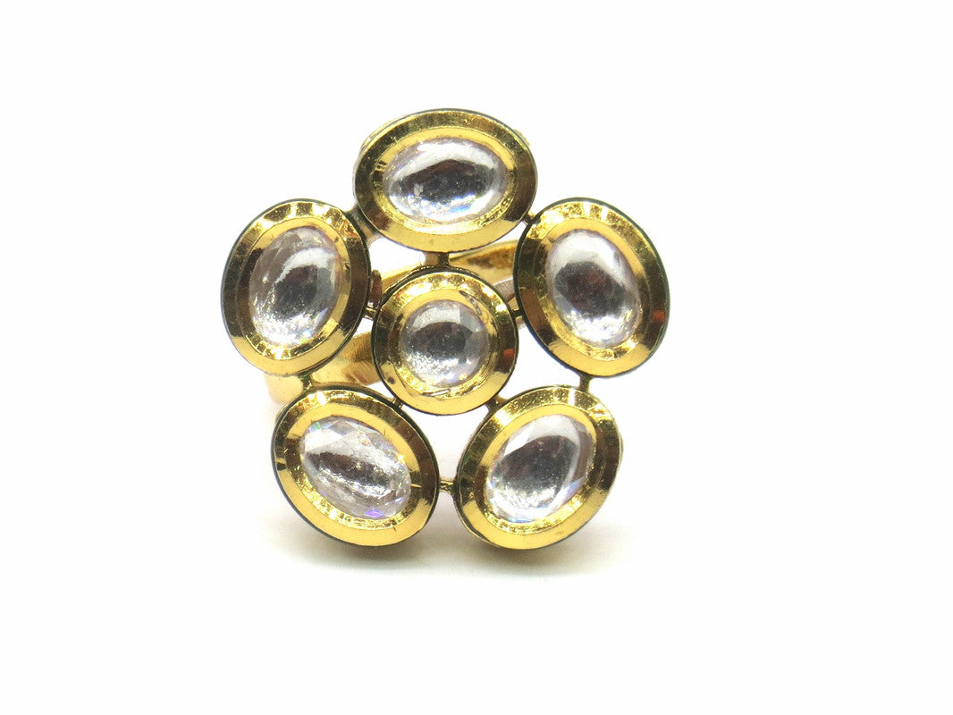 Jewelshingar Jewellery Fine Kundan Adjustable Gold Ring ( 53793ACR )