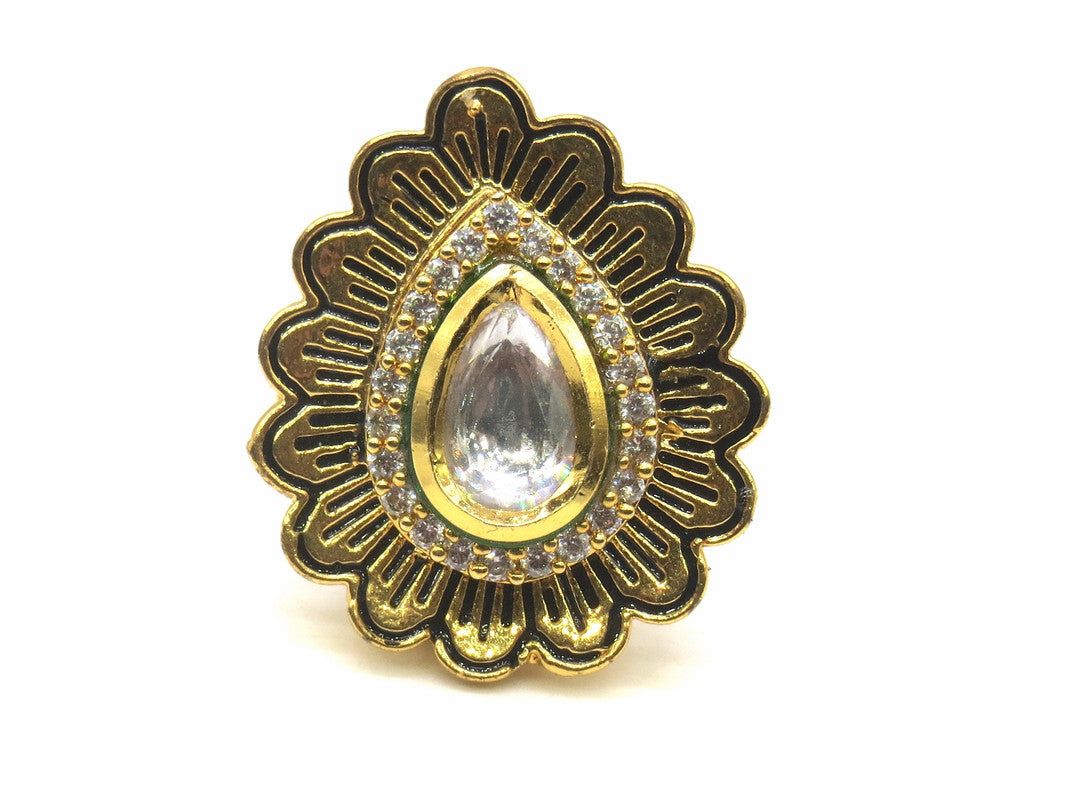 Jewelshingar Jewellery Fine Kundan Adjustable Gold Ring ( 53799ACR )