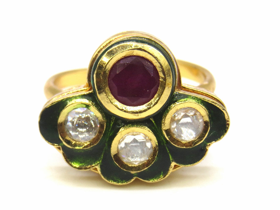 Jewelshingar Jewellery Fine Kundan Adjustable Multi Ring ( 53808ACR )