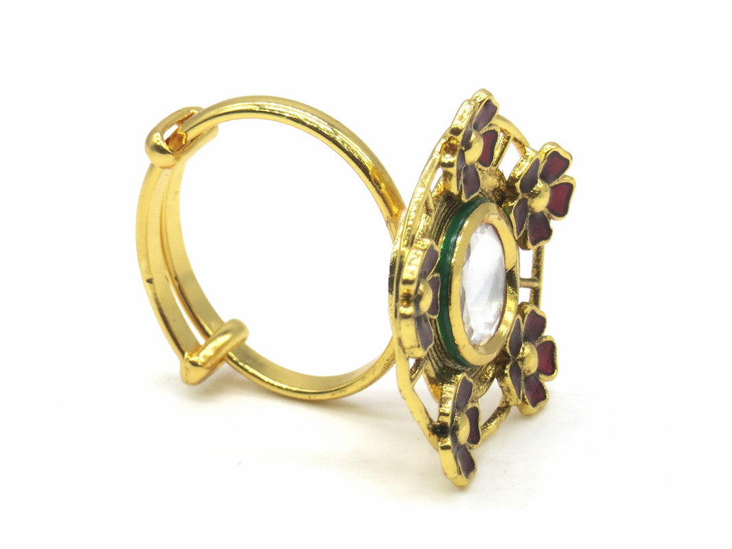 Jewelshingar Jewellery Fine Kundan Adjustable Ruby Ring ( 53821ACR )