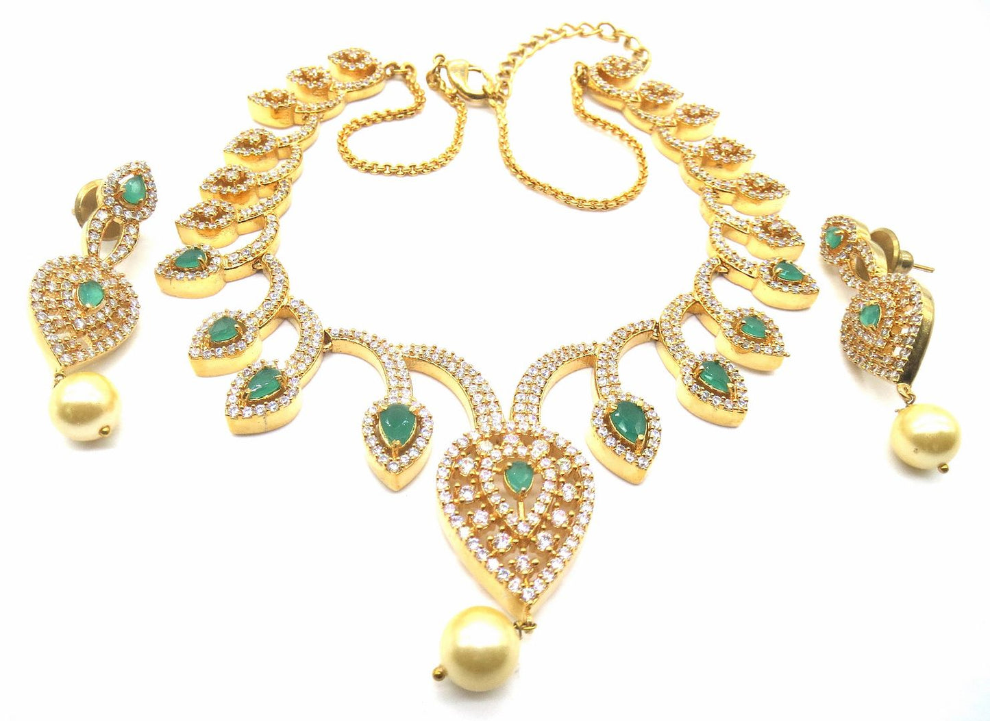 Jewelshingar Jewellery Green Colour Necklace For Women ( 54360NAD )