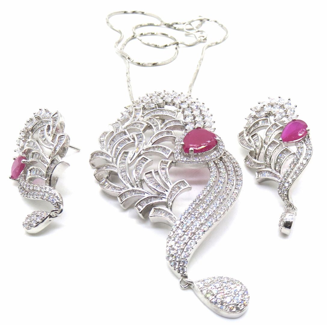Jewelshingar Jewellery Ruby Colour Pendant Set For Women ( 54418PSD )