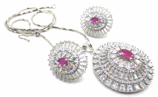 Jewelshingar Jewellery Ruby Colour Pendant Set For Women ( 54430PSD )