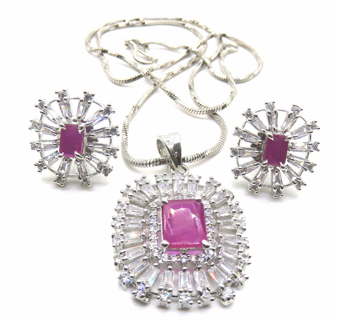 Jewelshingar Jewellery Ruby Colour Pendant Set For Women ( 54464PSD )