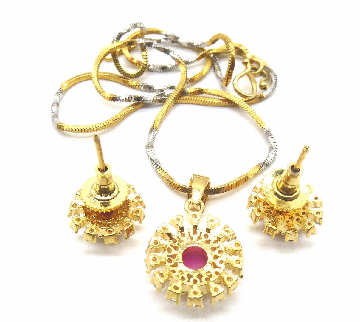Jewelshingar Jewellery Ruby Colour Pendant Set For Women ( 54484PSD )