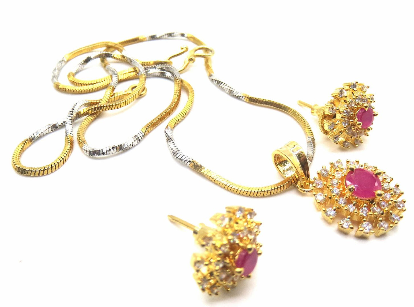 Jewelshingar Jewellery Ruby Colour Pendant Set For Women ( 54484PSD )