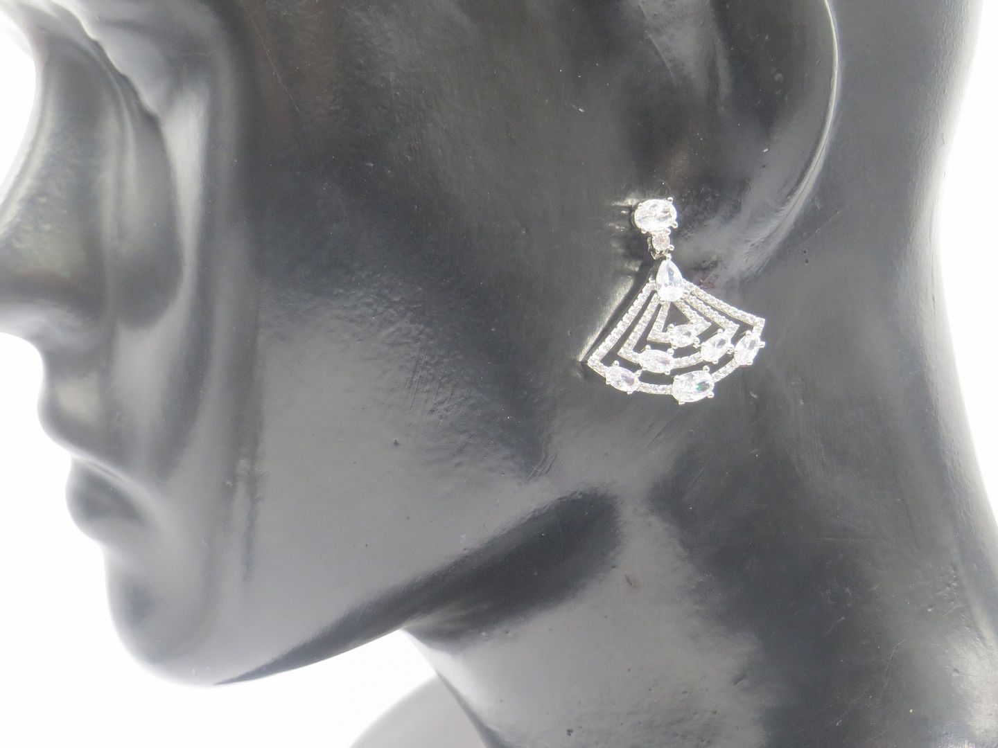 Jewelshingar Jewellery American Diamond PlatedSilver Colour Stud Earrings For Women ( 54918EAD )