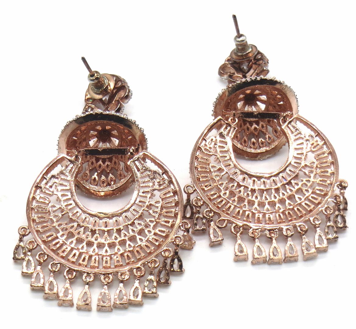 Jewelshingar Jewellery American Diamond PlatedRosegold Colour Stud Earrings For Women ( 54922EAD )