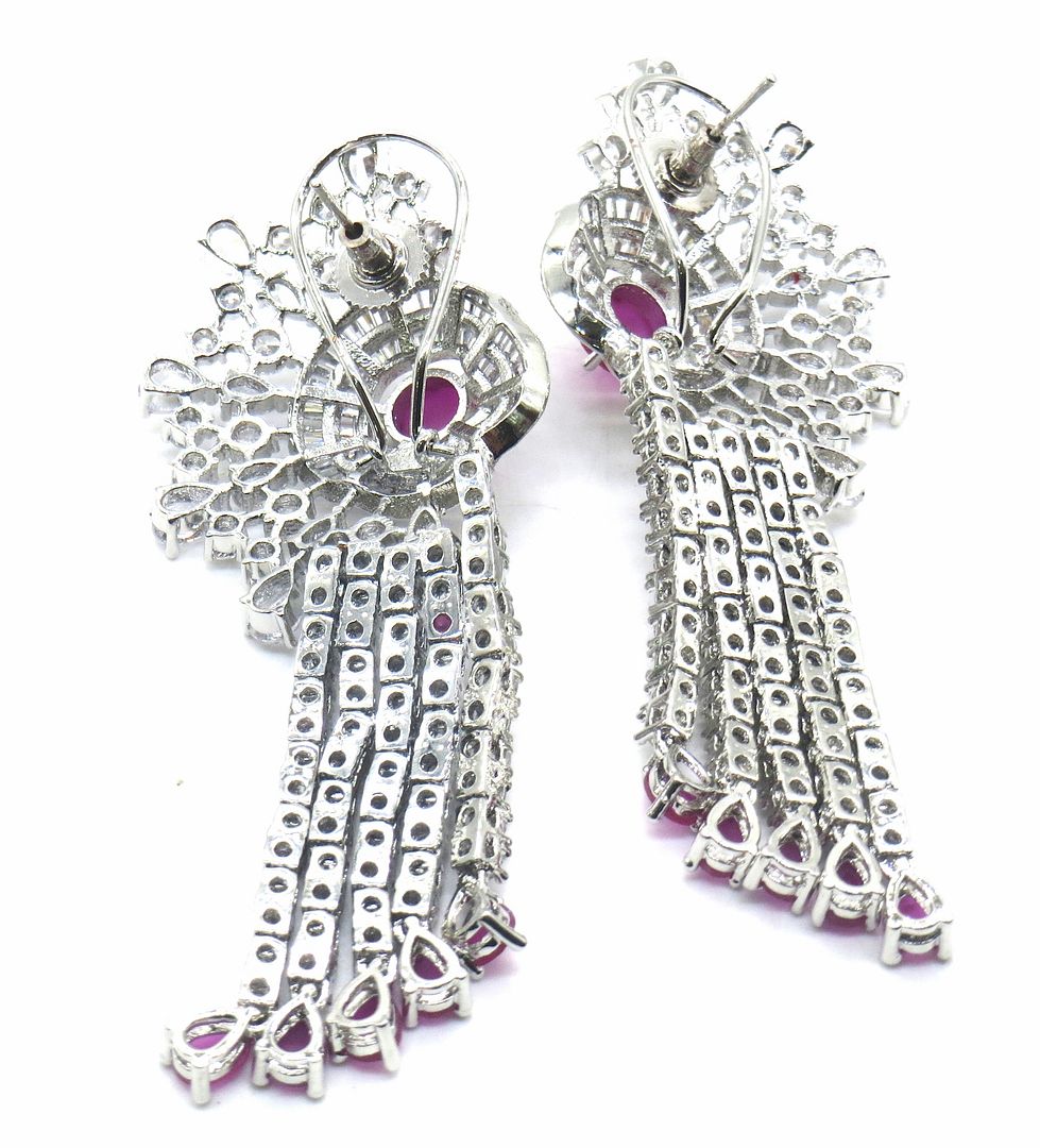 Jewelshingar Jewellery American Diamond PlatedSilver Colour Stud Earrings For Women ( 54935EAD )