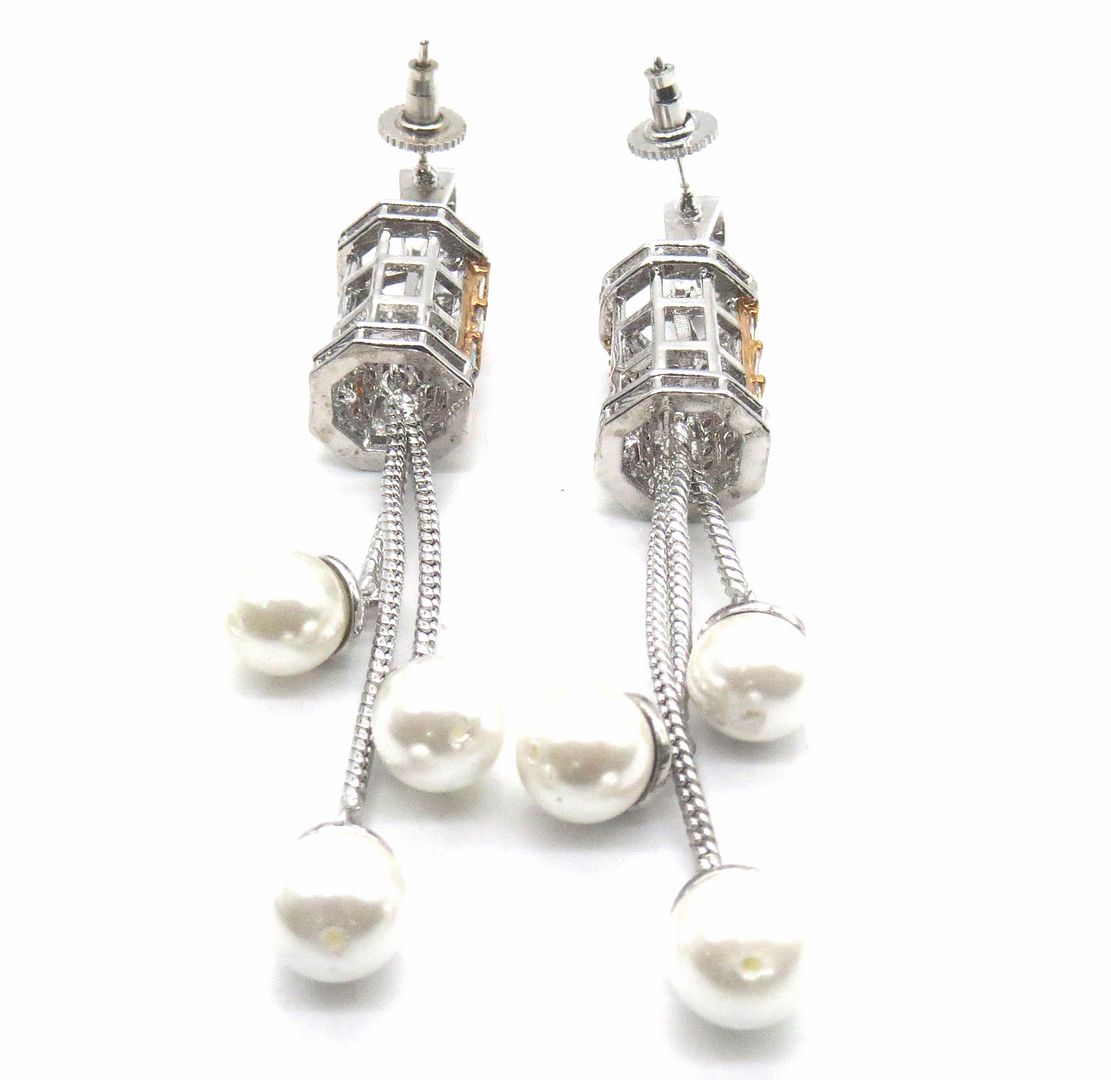 Jewelshingar Jewellery American Diamond PlatedSilver Colour Stud Earrings For Women ( 54971EAD )