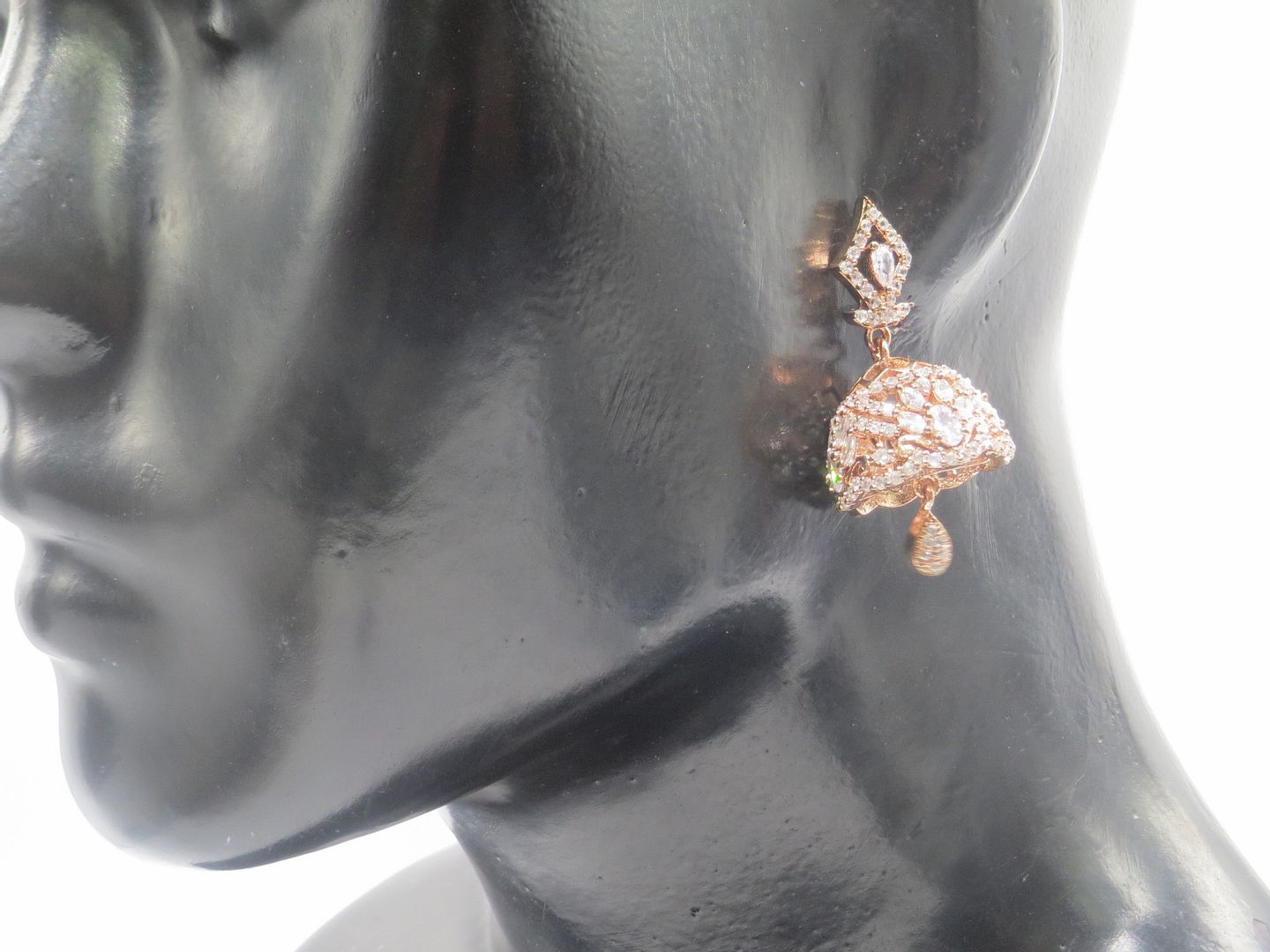 Jewelshingar Jewellery American Diamond PlatedRosegold Colour Stud Earrings For Women ( 54976EAD )